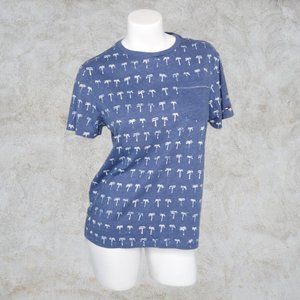 Tommy Hilfiger Light Denim Blue Tee with White Palm Trees All Over Print
